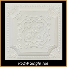 DIY Ceiling Tiles, Glue Up, Foam, 20x20, R52 White Pack of 8 (21 s/f)