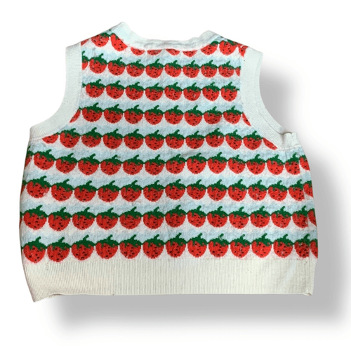 Levi’s Sweetie Strawberry Strick Pullover Weste rot grün weiß bedruckt Rundhals - Bild 7 von 9