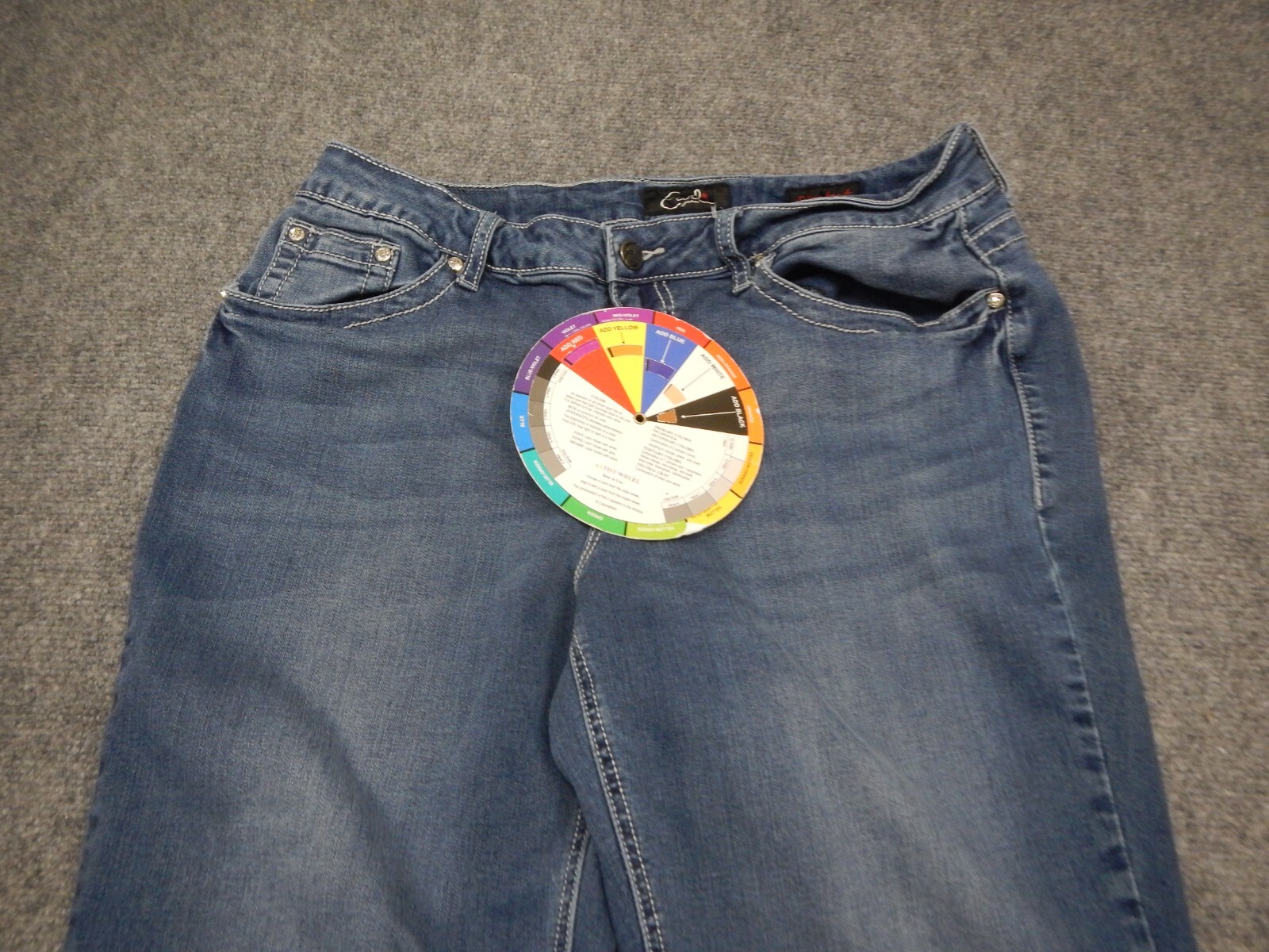 Earl Jeans Size 16 Slim Boot Floral Embroidered Bling Back Pockets Denim Blue eBay