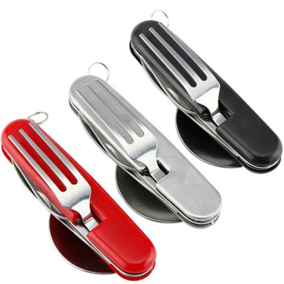 Outdoor and Indoor Tableware Sets Spoon Portable Knife Steel Folding Fork