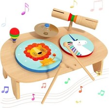 Kids Drum Set Baby Musical Instruments Toys for Toddlers Natural Wooden Preschoo