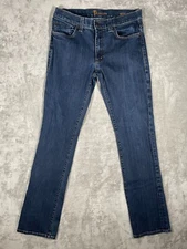 Fidelity Denim Jeans Womens Sz 34 Blue Striaght Dark Wash Mid Rise USA Made