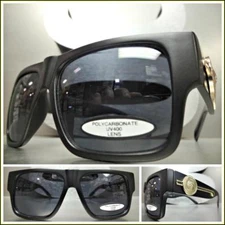 Men Classic Vintage Retro Hip Hop Rapper Style SUNGLASSES Matte Black Gold Frame