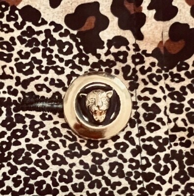 Vtg 90s ESCADA Margaretha Ley Animal Print Coat Jacket Gold Leopard Buttons 34