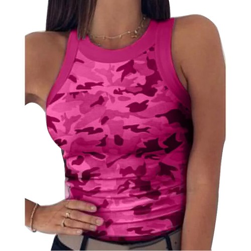 Women Sexy Summer Camouflage Tops T-shirts Camisole Vest Tank Tube Slim Jogging - Picture 5 of 17