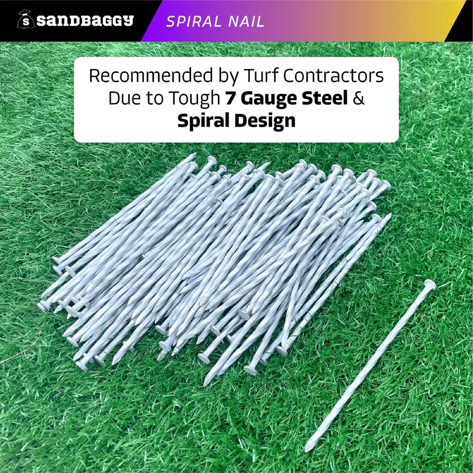 Sandbaggy 6 inch Galvanized Artificial Turf Nails - Spiral Landscape Spikes - Image 3 of 4