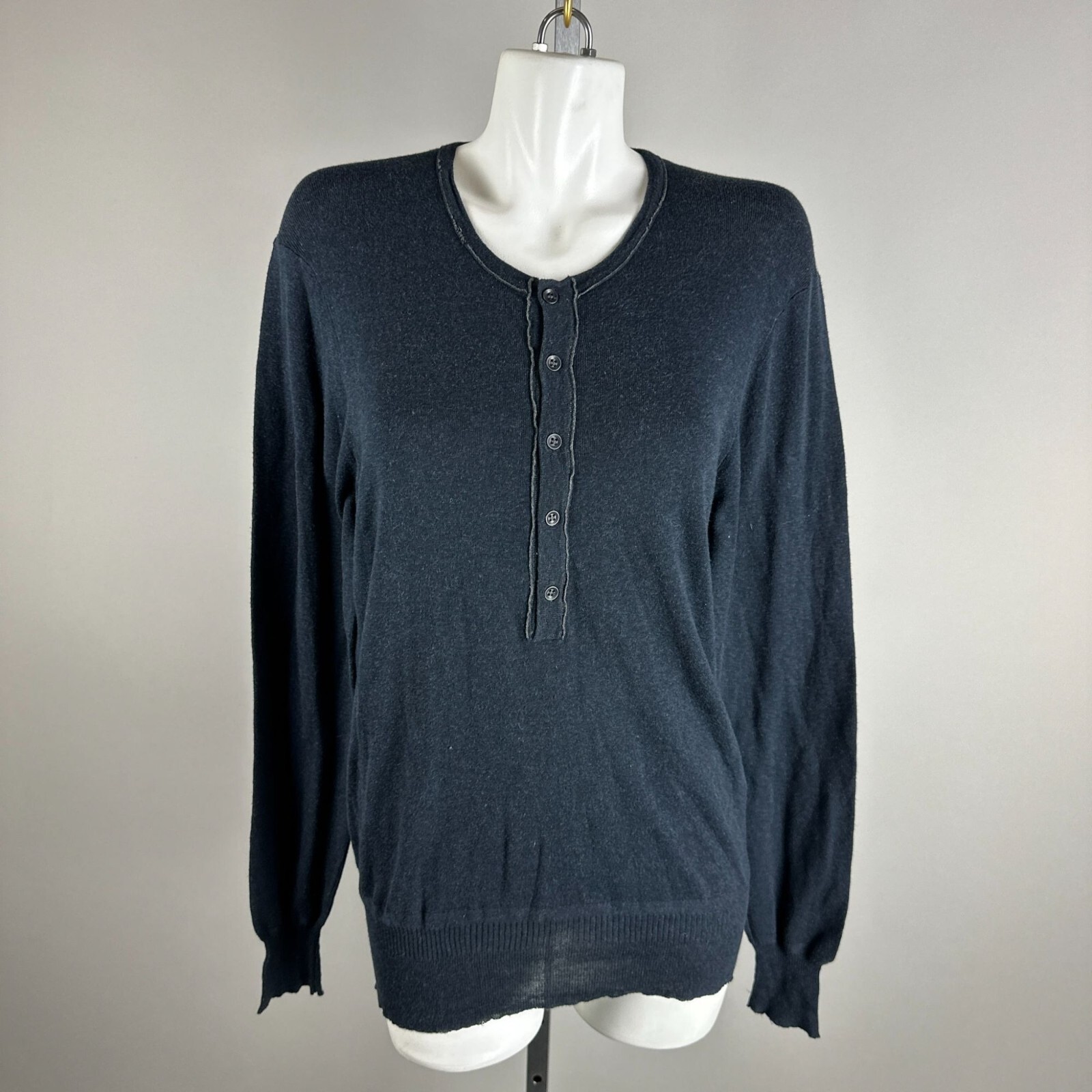 SAINT LAURENT Maglione All Saints Laurent Grandad taglia Xl blu navy cotone uomo leggero