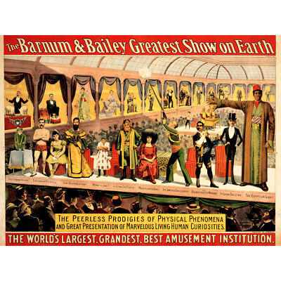 Advertising Cultural Exhibition Freak Show Barnum Bailey Art Canvas Print