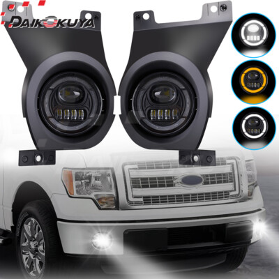 For 2011-2014 Ford F150 Bumper LED Fog Lights+DRL Turn Signal Front Driving Lamp