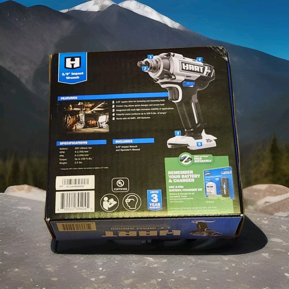 HART 20-Volt Cordless 3/8-inch Impact Wrench (Tool Only) New !!! - Image 4 of 4