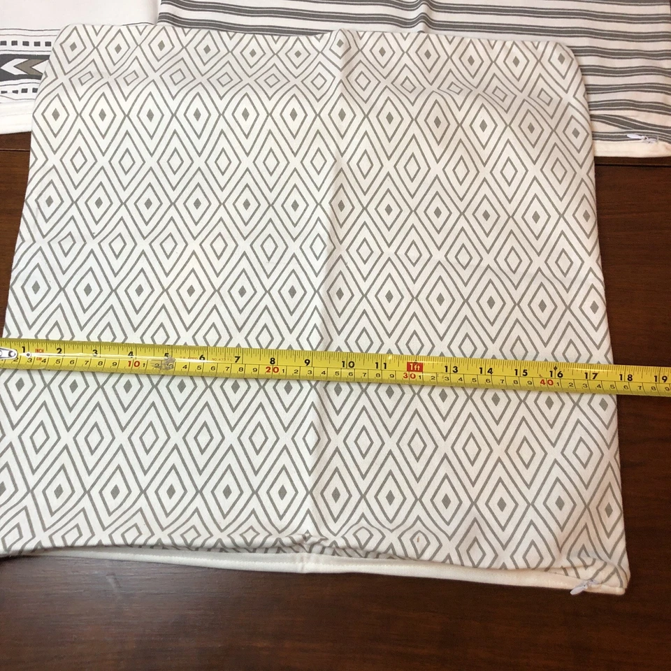 Lot of 3 Zip Pillow Covers 17” X 17” Woven Nook Brand Decorative Gray & White - Image 4 of 4