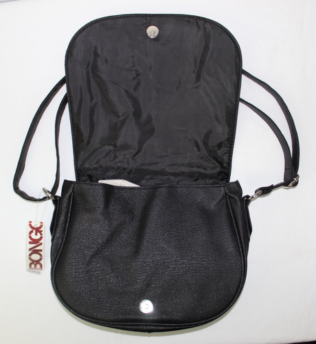 Bongo Purse Black Studded Shoulder Crossbody Bag Adjustable Strap Faux Leather - Picture 4 of 11
