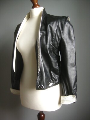 SCHWARZ WEISSE LEDERJACKE 10 8 80er 90er NEW WAVE michael jackson futuristisch