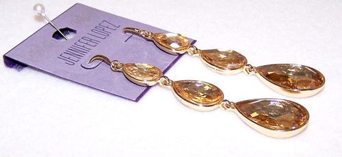 Nuovi ORECCHINI JLO JENNIFER LOPEZ oro scintillante cristalli giallo dorato lunghi 31/2” - Foto 11 di 16