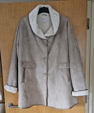 Bnwot Gabriella Vicenza Faux Suede Fur Lined Mid Length Coat Tan Size 24/28