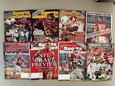 8 Classic Oklahoma Sooner Sports Illustrated magazines, Peterson, Bradford