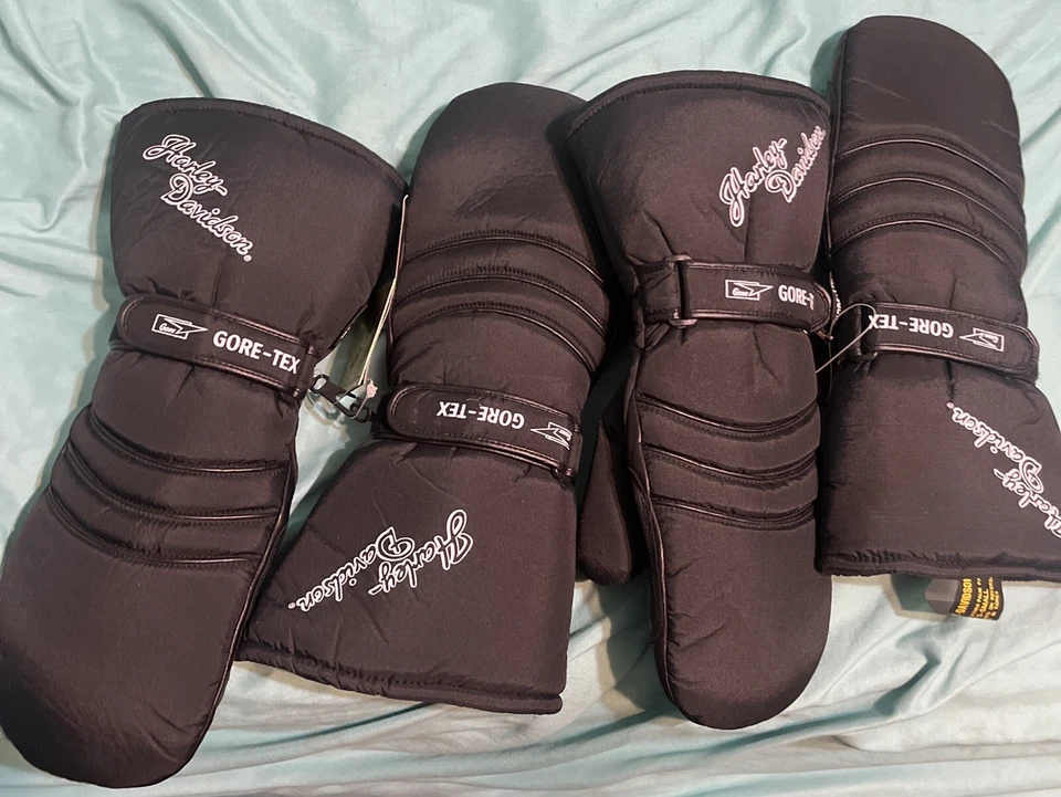 1-De colección Harley Davidson Goretex Mitón Talla Pequeña Cuero Negro/Nailon Nuevo Con Etiquetas Raro Foto 2 de 4
