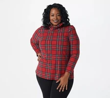 Denim & Co. Perfect Jersey Turtle Neck Shirt Fall Red XS New