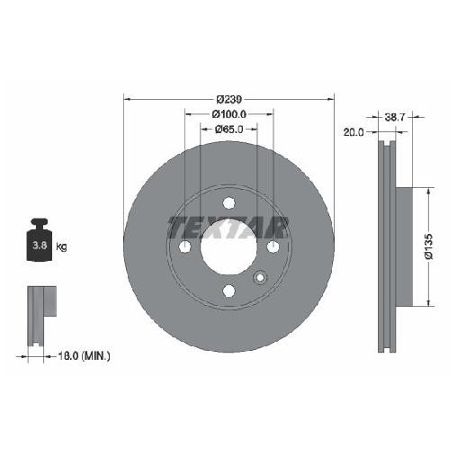 2X Bremsscheibe Vorne FüR Seat Toledo 1L 1.6 1.8 1.9 91 Bis 99 Textar AGP APF-image