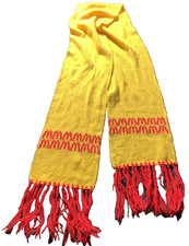 McDonalds Scarf Yellow Red Vintage Restaurant Winter Snow Knit Tassel Fringe VTG