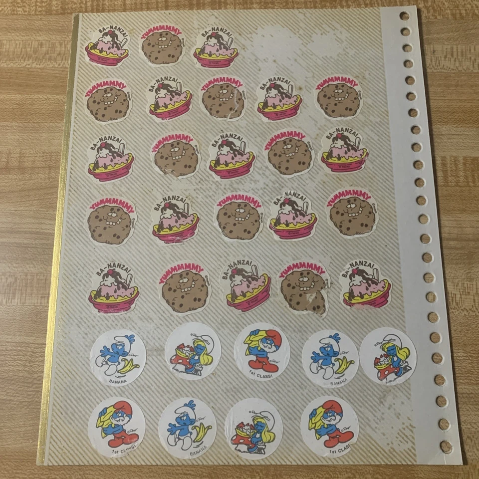 Lote de hojas de pegatinas vintage de 100+ pegatinas tendencia, pitufos, ET, ¡MÁS! Foto 4 de 4