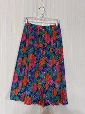Leslie Fay Women's Midi Skirt Size Petite 12 Made In The USA Hawaiian Colors!