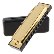 Gold 10 Hole 20 Tone Blues Harmonica Key of C Mouth Organ New Gift