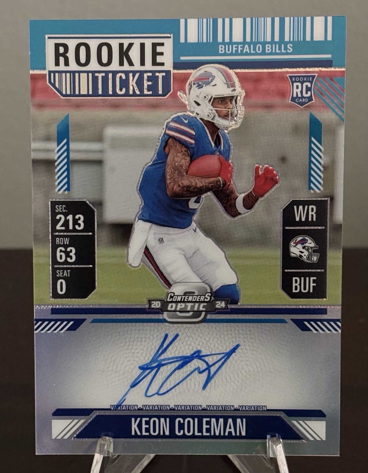 2024 Contenders Optic Keon Coleman Rookie Ticket Auto RPS Variation Teal /75