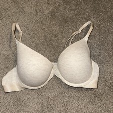 Victorias Secret Pink Logo Push Up Bra 36B Natural Heather