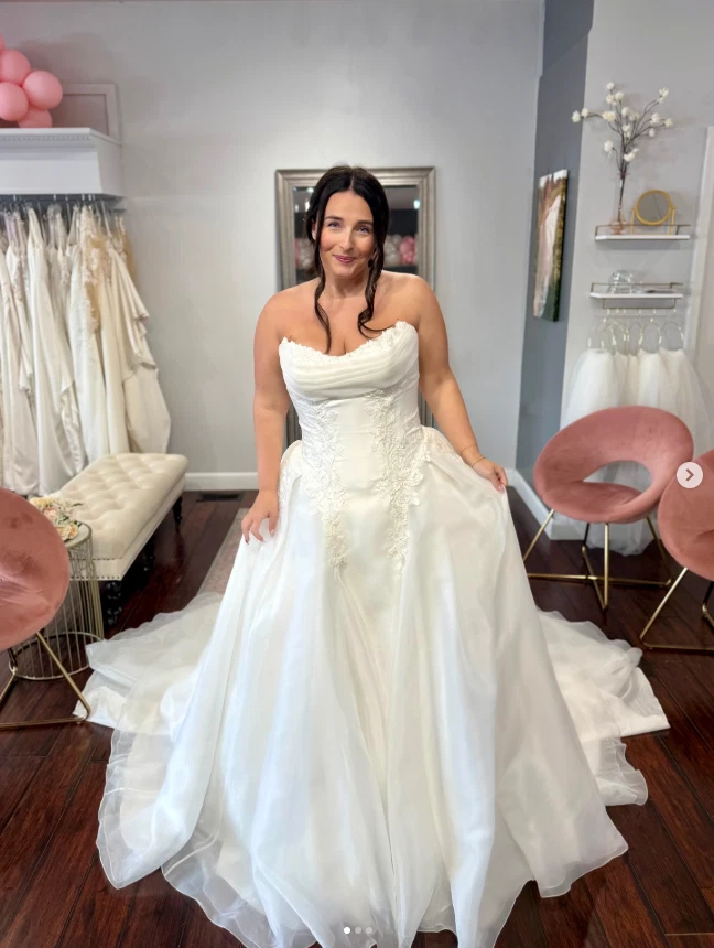 Elegant Strapless Wedding Dresses Lace  A Line Plus Size Sweep Train Bridal Gown - Image 3 of 4