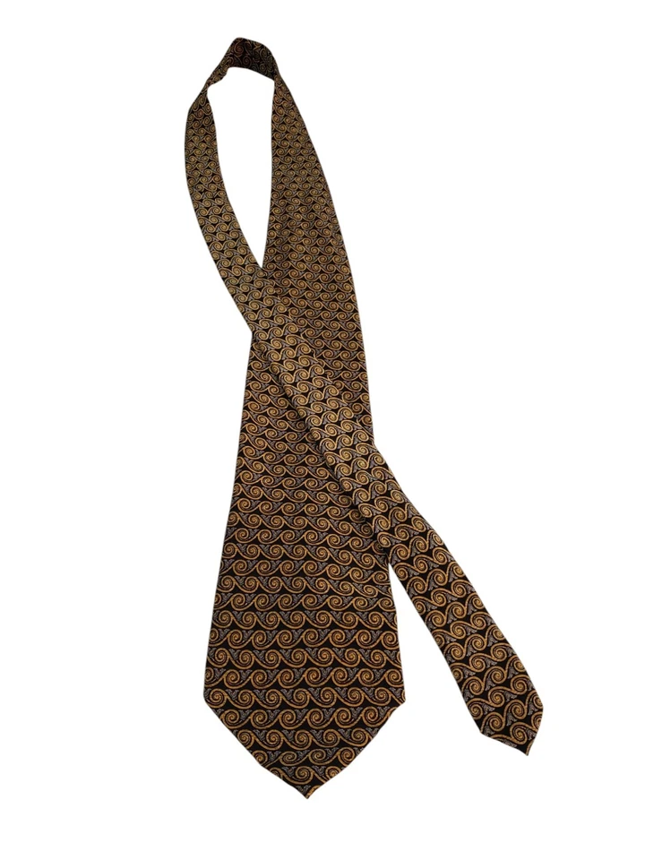 Corbata corbata de diseñador Valentino para hombre de lujo marrón negro gris traje geométrico trabajo Foto 4 de 4