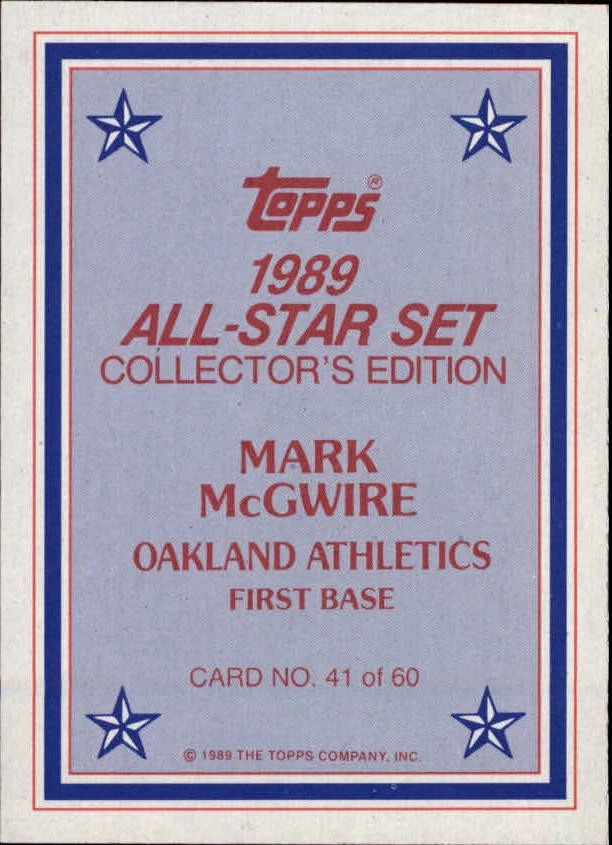 1989 Topps Glossy Send-Ins #41 Mark McGwire - NM-MT - Image 2 of 2