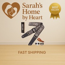 Guitar Strap, Vintage Embroidered Cotton Guitar Straps with Head Cowhide Leat...