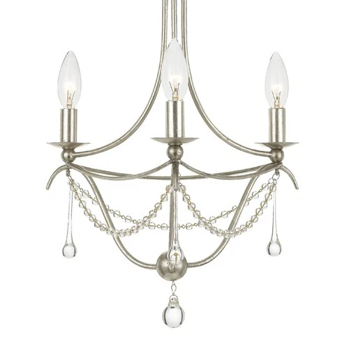 Crystorama Metro 15 1/2"W Antique Silver 3-Light Chandelier - Picture 4 of 6