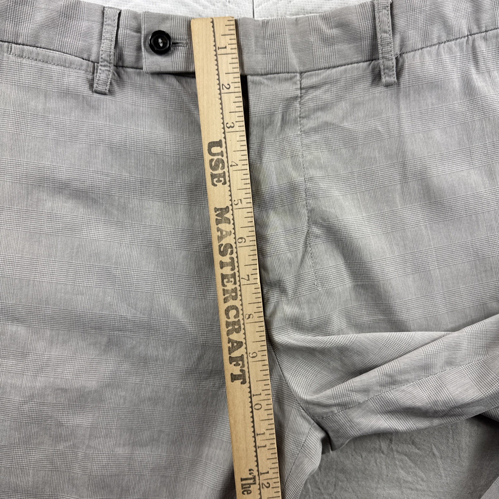 Yves Saint Laurent Pantalone Uomo 34x28 Grigio Glen Plaid Pantaloni Preppy LEGGI