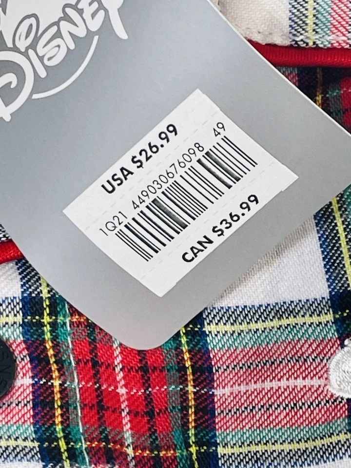 Disney Store Navidad Mickey Mouse Pijama Set Niños 9/10 Rojo Cuadros Foto 4 de 4