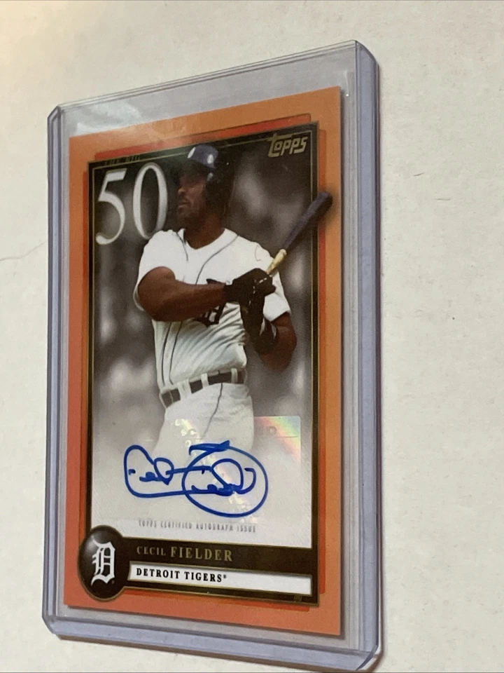 2022 Topps x Aaron Judge Sticker Autographs Cecil Fielder #6-A Orange /5 (AU) - Image 3 of 4