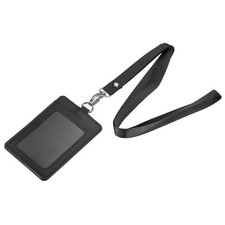 Badge holder 11x7.4cm vertical PU ID card holder card holder black