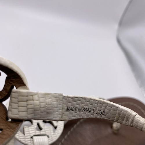 Tory Burch Gabriel Embossed Reptile Leather Thongs Ivory White Flat Sandal 10 US - Picture 5 of 16