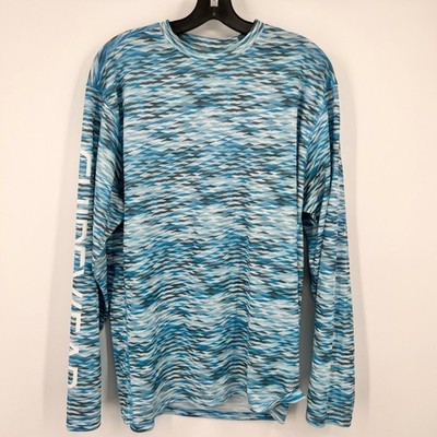 Cabelas Guidewear Mens Blue Geometric UPF 50 Fishing Performance Shirt Large L