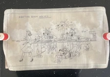 1940/50’s Original Drafting Room Cartoon,  Wolves Humor Blueprint,  18”x  10.25”