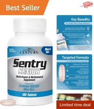 Sentry 50Plus Multivitamins for Men - 100 Gluten-Free Tablets Support Heart