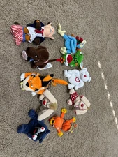 Vintage Plush Meanie Beanies by Idea Factory all with original tags - Lot of 10