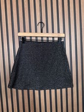 Urban Outfitters Skater Skirt Small Womens Black Metallic Ribbed Stretch