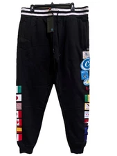 Cookies Authentic Jogger Sweatpants Black Mens 2XL Zipper Pockets Patches Decals
