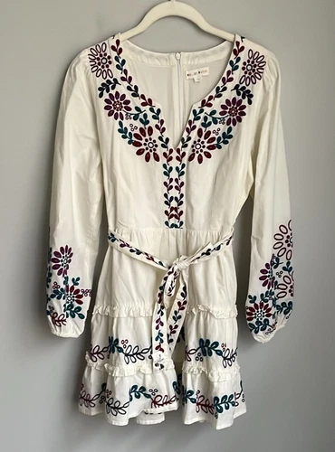 OFF WHITE Abito Roller Rabbit Naema Off White Ricamato Floreale Ricamato Taglia XS