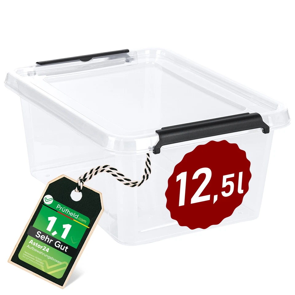 Aufbewahrungsbox Deckel Kunststoffbox Stapelbox Lagerbox Regalbox Transparent - Bild 1 von 4