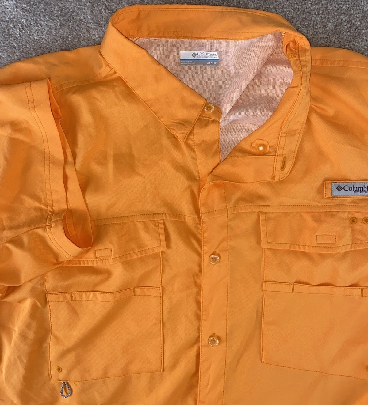 Columbia Omnishield PFG Solid Orange Shirt Vented Wicking Mens 3XLT Fishing Hike