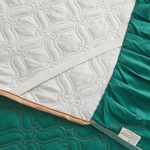 Korean Lace Cotton Bed Skirt Quilted Bedspread Queen King Size Bed Cover 3 PCS - Picture 29 of 88