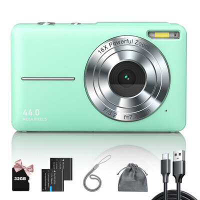 Digital Camera FHD 1080P Digital Camera 16X Zoom, LED Fill light, 44MP Small Cam